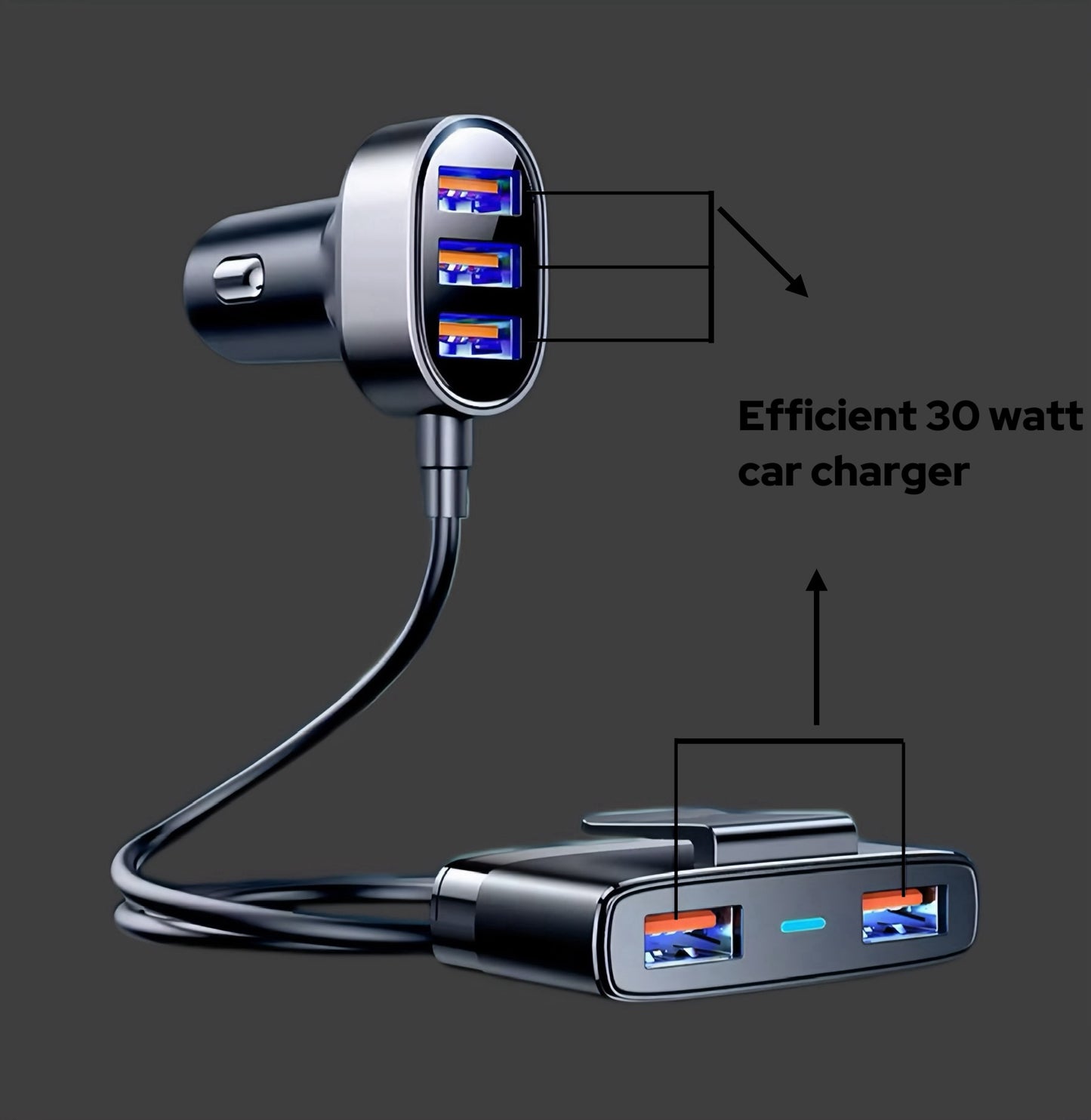 5-Port USB Fast Charging Rear Car Charger